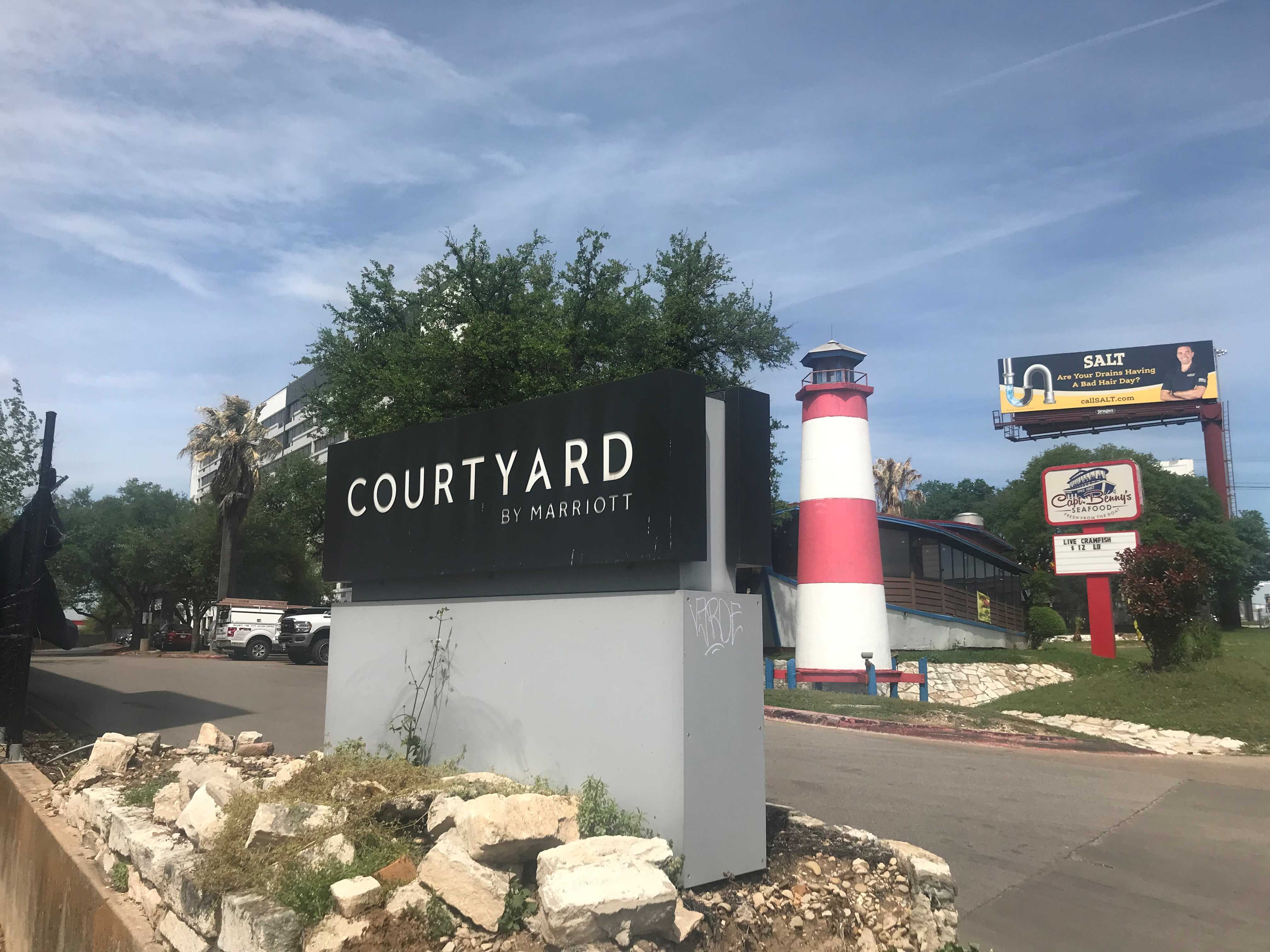 hotel's parking lot entrance